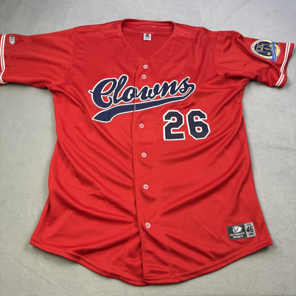 Indianapolis Clowns Jersey Mens 46 Red MiLB Game Used Signed Sanchez 26 USA